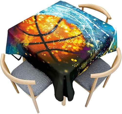 Tischdecke Outdoor Basketball Tischdecken Abwaschbar 3D Sportthema Tischdecke Wetterfest Wasserdicht für Weihnachten Party Biertisch, 100x100 cm A/B2683 von Tizhweqo