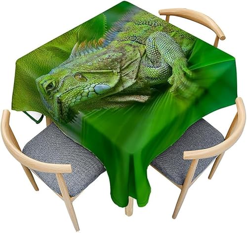 Tischdecke Outdoor Chamäleon Tischdecken Abwaschbar 3D Grün Tischdecke Wetterfest Wasserdicht für Weihnachten Party Biertisch, 140x240 cm A/B2744 von Tizhweqo