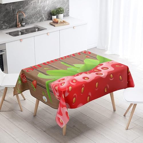 Tischdecke Outdoor Erdbeere Tischdecken Abwaschbar 3D Obst Tischdecke Wetterfest Wasserdicht für Weihnachten Party Biertisch, 140x180 cm A/B974 von Tizhweqo