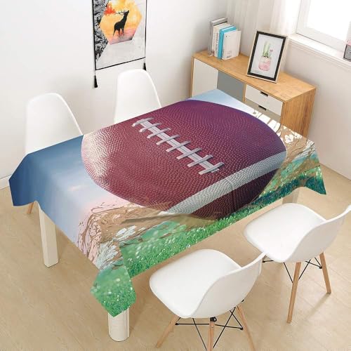 Tischdecke Outdoor Fußball Tischdecken Abwaschbar 3D Amerikanischer Fußball Tischdecke Wetterfest Wasserdicht für Weihnachten Party Biertisch, 140x180 cm A/B550 von Tizhweqo