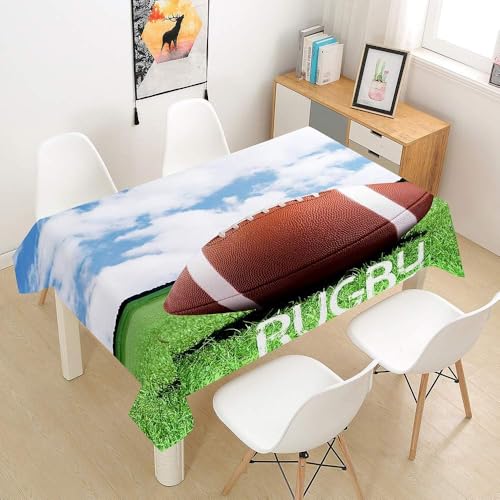 Tischdecke Outdoor Fußball Tischdecken Abwaschbar 3D Amerikanischer Fußball Tischdecke Wetterfest Wasserdicht für Weihnachten Party Biertisch, 90x90 cm A/B2194 von Tizhweqo