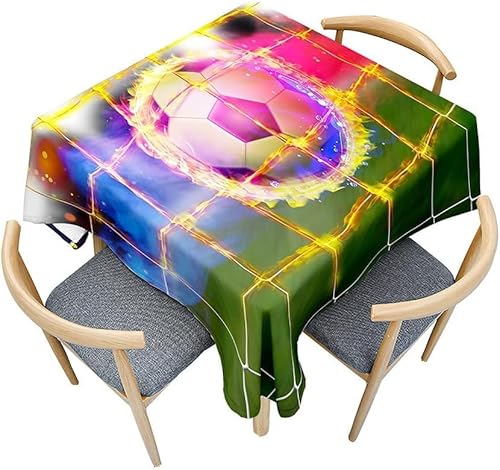 Tischdecke Outdoor Fußball Tischdecken Abwaschbar 3D Sportthema Tischdecke Wetterfest Wasserdicht für Weihnachten Party Biertisch, 100x100 cm E/F1219 von Tizhweqo