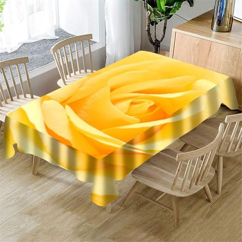 Tischdecke Outdoor Gelbe Rose Tischdecken Abwaschbar 3D Rosen Tischdecke Wetterfest Wasserdicht für Weihnachten Party Biertisch, 90x90 cm E/F618 von Tizhweqo