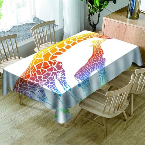 Tischdecke Outdoor Giraffe Tischdecken Abwaschbar 3D Tier Tischdecke Wetterfest Wasserdicht für Weihnachten Party Biertisch, 150x150 cm A/B1165 von Tizhweqo