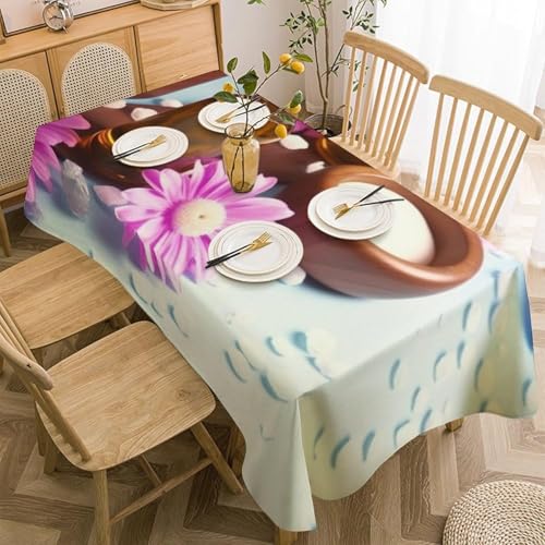 Tischdecke Outdoor Kaffee Tischdecken Abwaschbar 3D Blumen Tischdecke Wetterfest Wasserdicht für Weihnachten Party Biertisch, 140x140 cm E/F1068 von Tizhweqo