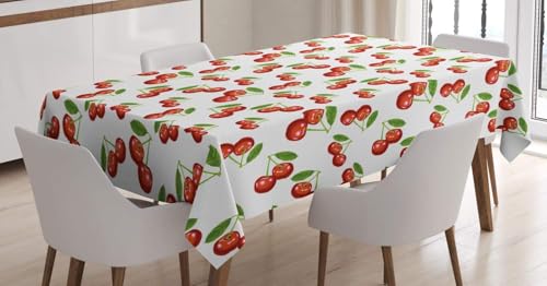 Tischdecke Outdoor Kirsche Tischdecken Abwaschbar 3D Obst Tischdecke Wetterfest Wasserdicht für Party Biertisch, 140x240 cm P/Q von Tizhweqo