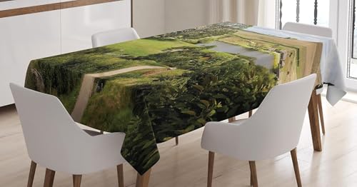 Tischdecke Outdoor Ländliche Landschaft Tischdecken Abwaschbar 3D Natürliche Landschaft Tischdecke Wetterfest Wasserdicht für Party Biertisch, 100x100 cm P/Q von Tizhweqo