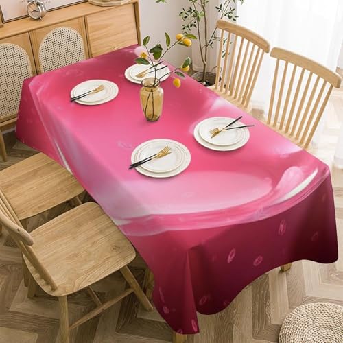 Tischdecke Outdoor Liebe Tischdecken Abwaschbar 3D Rosa Tischdecke Wetterfest Wasserdicht für Weihnachten Party Biertisch, 140x140 cm E/F1076 von Tizhweqo