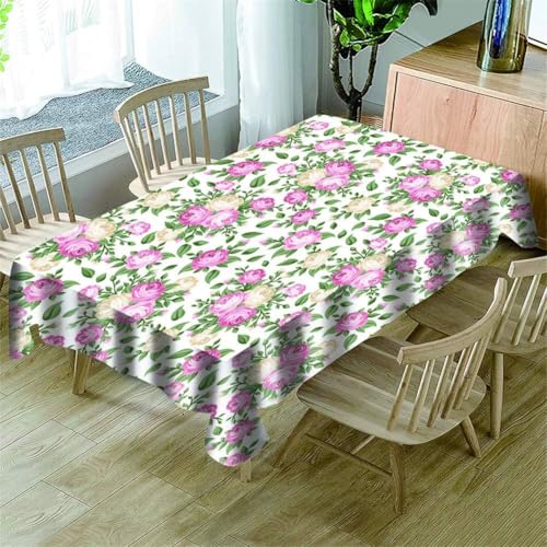 Tischdecke Outdoor Lila Blüten Tischdecken Abwaschbar 3D Blumen Tischdecke Wetterfest Wasserdicht für Weihnachten Party Biertisch, 140x200 cm E/F735 von Tizhweqo