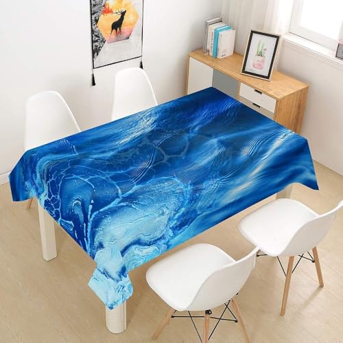 Tischdecke Outdoor Meerwasser Tischdecken Abwaschbar 3D Blau Tischdecke Wetterfest Wasserdicht für Weihnachten Party Biertisch, 100x100 cm A/B843 von Tizhweqo