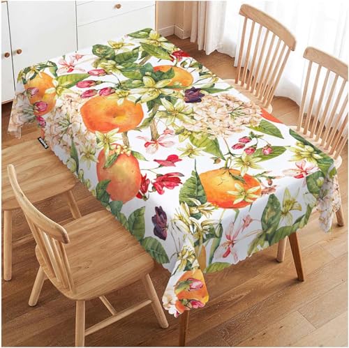 Tischdecke Outdoor Orange Tischdecken Abwaschbar 3D Blumen Tischdecke Wetterfest Wasserdicht für Party Biertisch, 100x100 cm P/Q von Tizhweqo