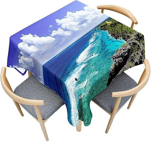 Tischdecke Outdoor Ozean Tischdecken Abwaschbar 3D Meer Tischdecke Wetterfest Wasserdicht für Weihnachten Party Biertisch, 90x90 cm E/F826 von Tizhweqo