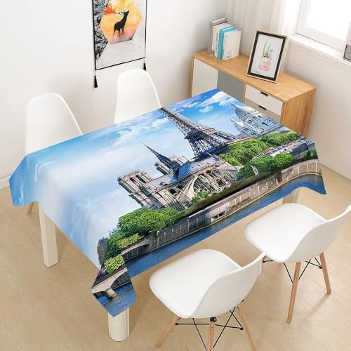 Tischdecke Outdoor Paris Tischdecken Abwaschbar 3D Stadtbild Tischdecke Wetterfest Wasserdicht für Weihnachten Party Biertisch, 100x100 cm A/B683 von Tizhweqo