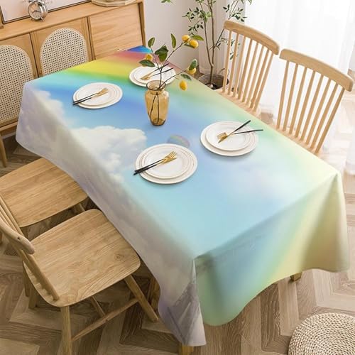 Tischdecke Outdoor Regenbogen Tischdecken Abwaschbar 3D Baiyun Tischdecke Wetterfest Wasserdicht für Weihnachten Party Biertisch, 140x140 cm E/F1332 von Tizhweqo