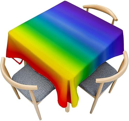 Tischdecke Outdoor Regenbogen Tischdecken Abwaschbar 3D Batikfärbung Tischdecke Wetterfest Wasserdicht für Weihnachten Party Biertisch, 100x100 cm A/B2171 von Tizhweqo