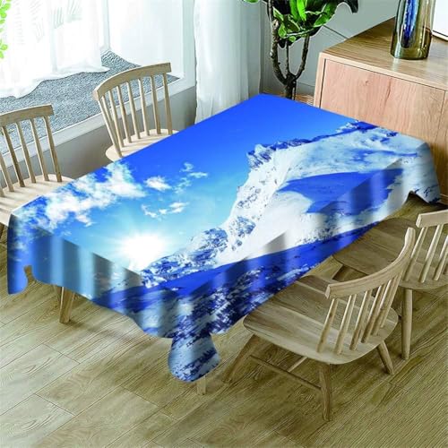 Tischdecke Outdoor Schneeberg Tischdecken Abwaschbar 3D Berg Tischdecke Wetterfest Wasserdicht für Weihnachten Party Biertisch, 100x100 cm E/F1051 von Tizhweqo