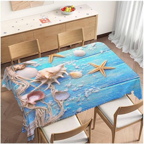 Tischdecke Outdoor Seestern Tischdecken Abwaschbar 3D Hülse Tischdecke Wetterfest Wasserdicht für Party Biertisch, 100x100 cm P/Q von Tizhweqo