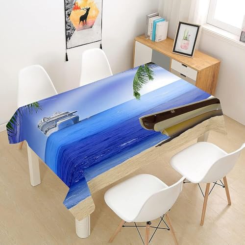 Tischdecke Outdoor Segeln Tischdecken Abwaschbar 3D Meerblick Tischdecke Wetterfest Wasserdicht für Weihnachten Party Biertisch, 100x100 cm A/B2043 von Tizhweqo