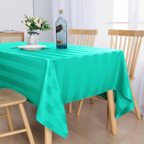 Tischdecke Outdoor Streifen Tischdecken Abwaschbar 3D Grün Tischdecke Wetterfest Wasserdicht für Weihnachten Party Biertisch, 100x100 cm E/F1011 von Tizhweqo