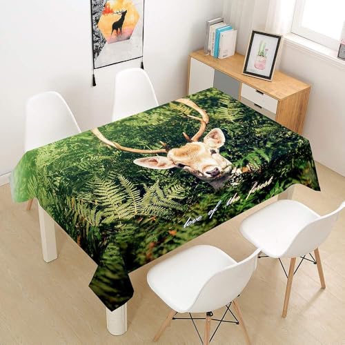 Tischdecke Outdoor Tier Hirsch Tischdecken Abwaschbar 3D Wald Tischdecke Wetterfest Wasserdicht für Weihnachten Party Biertisch, 90x90 cm A/B426 von Tizhweqo