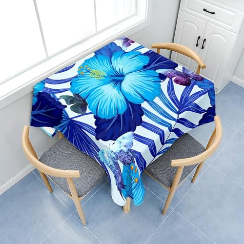 Tischdecke Outdoor Tropische Blumen Tischdecken Abwaschbar 3D Tropische Pflanzen Tischdecke Wetterfest Wasserdicht für Weihnachten Party Biertisch, 100x100 cm A/B2203 von Tizhweqo