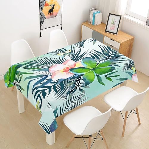 Tischdecke Outdoor Tropische Blumen Tischdecken Abwaschbar 3D Tropische Pflanzen Tischdecke Wetterfest Wasserdicht für Weihnachten Party Biertisch, 150x150 cm A/B1093 von Tizhweqo