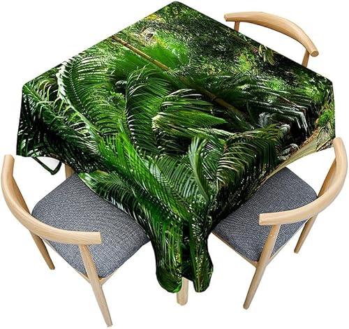 Tischdecke Outdoor Tropische Pflanzen Tischdecken Abwaschbar 3D Palmblätter Tischdecke Wetterfest Wasserdicht für Weihnachten Party Biertisch, 140x200 cm E/F1279 von Tizhweqo