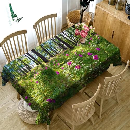 Tischdecke Outdoor Wald Tischdecken Abwaschbar 3D Garten Tischdecke Wetterfest Wasserdicht für Weihnachten Party Biertisch, 100x100 cm E/F1163 von Tizhweqo