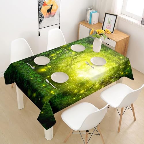 Tischdecke Outdoor Wald Tischdecken Abwaschbar 3D Natürliche Landschaft Tischdecke Wetterfest Wasserdicht für Weihnachten Party Biertisch, 140x180 cm A/B566 von Tizhweqo