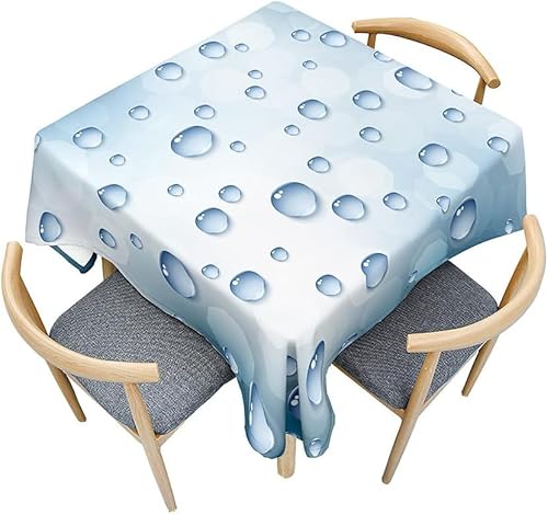 Tischdecke Outdoor Wassertropfenmuster Tischdecken Abwaschbar 3D Blau Tischdecke Wetterfest Wasserdicht für Weihnachten Party Biertisch, 140x200 cm E/F951 von Tizhweqo