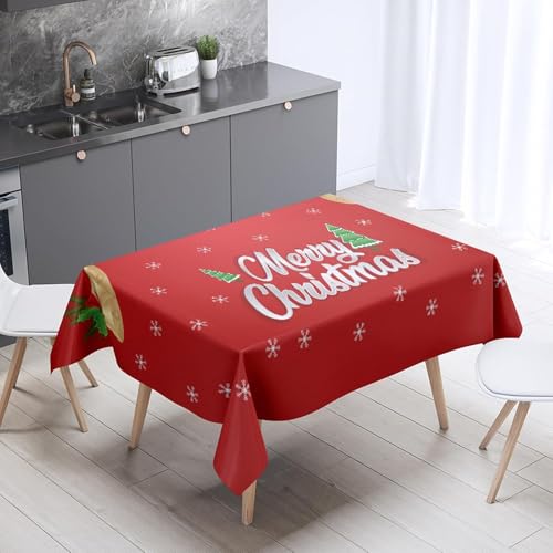 Tischdecke Outdoor Weihnachten Tischdecken Abwaschbar 3D Rot Tischdecke Wetterfest Wasserdicht für Weihnachten Party Biertisch, 100x100 cm A/B707 von Tizhweqo