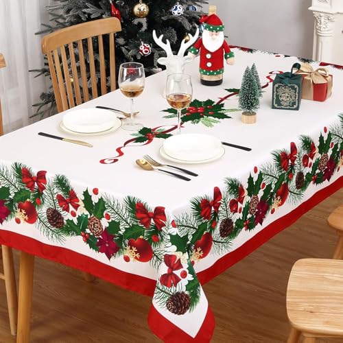 Tischdecke Outdoor Weihnachten Tischdecken Abwaschbar 3D Weihnachtsdekoration Tischdecke Wetterfest Wasserdicht für Weihnachten Party Biertisch, 90x90 cm A/B2442 von Tizhweqo