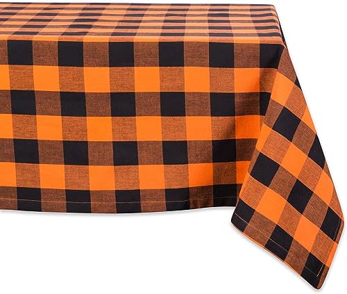 Tischdecke Outdoor Weihnachtsthema Tischdecken Abwaschbar 3D Orange Kariert Tischdecke Wetterfest Wasserdicht für Weihnachten Party Biertisch, 150x150 cm A/B2157 von Tizhweqo