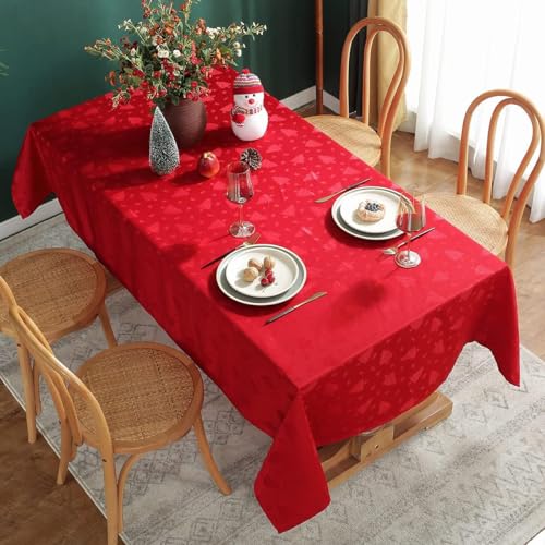 Tischdecke Outdoor Weihnachtsthema Tischdecken Abwaschbar 3D Rot Tischdecke Wetterfest Wasserdicht für Weihnachten Party Biertisch, 150x150 cm A/B1189 von Tizhweqo