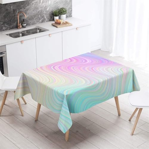 Tischdecke Outdoor Wellige Streifen Tischdecken Abwaschbar 3D Farbe Tischdecke Wetterfest Wasserdicht für Weihnachten Party Biertisch, 90x90 cm A/B506 von Tizhweqo