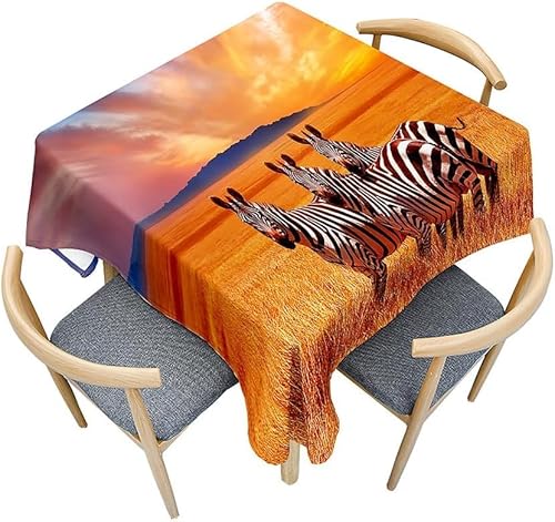 Tischdecke Outdoor Zebra Tischdecken Abwaschbar 3D Weizenfeld Tischdecke Wetterfest Wasserdicht für Weihnachten Party Biertisch, 140x240 cm A/B2680 von Tizhweqo