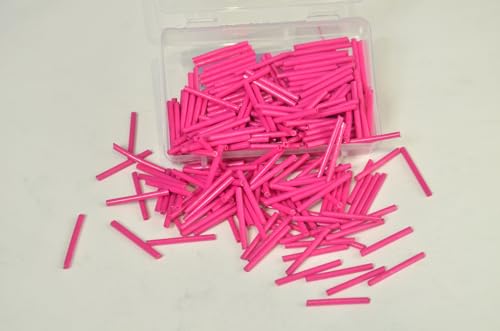 TIZIL Stiftperlen, 25 mm, 150 Stück/13 g, lange Stiftperlen, Rohr, liniert, Stiftperlen, Abstandshalter, lange Ohrringe, lose Röhrenperlen zur Schmuckherstellung, Hot Pink von Tizil