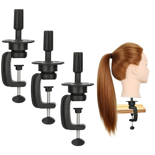 Tkxjry 3 Stück Schwarz Puppenkopfständer, Mannequin Training Head Ständer verstellbar, Cosmetology Halteklammer, Einstellbar Puppenkopf Stände für Training Praxis Leinwand Head Halteschelle Ständer von Tkxjry