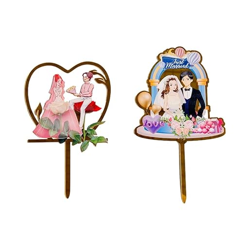 1 x Tortenaufsatz aus Acryl, Valentinstag, Hochzeit, für Paare, Partyzubehör, Backen, Dessert, Kuchendekoration für Kuchen von Tlarsun