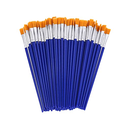 Tlily 100 StüCke Flache Pinsel, Kleine Pinsel Bulk für Detail Malerei,Nylon Haar BüRsten Acryl ÖL Aquarell Malerei für Kinder,Studenten,Jugendliche,Erwachsene,KüNstler von Tlily