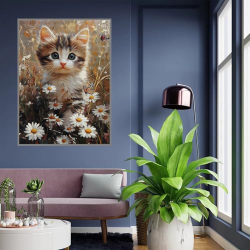 Diamant Painting Bilder Blume Diamond Painting xxl 90x120cm 5D Diamant Malerei Erwachsene Katze Diamond Art kinder Mädchen DIY Mosaikherstellung Vollbohrerbild Set für Home Wand Dekor Geschenke , A-73 von Tloome