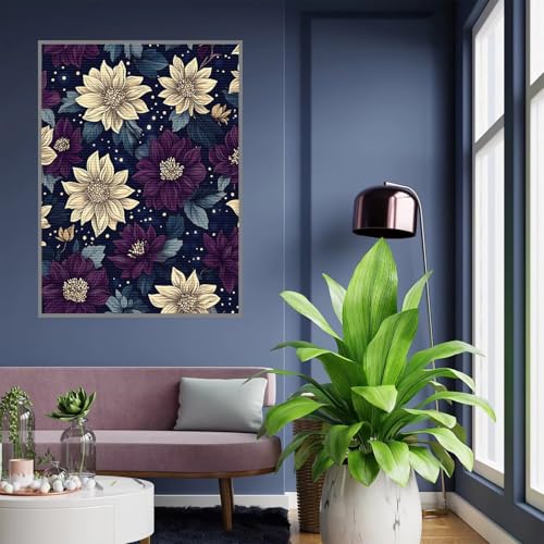 Diamant Painting Bilder Blume Diamond Painting xxl 90x120cm 5D Diamant Malerei Erwachsene Retro Diamond Art kinder Mädchen DIY Mosaikherstellung Vollbohrerbild Set für Home Wand Dekor Geschenke , A481 von Tloome