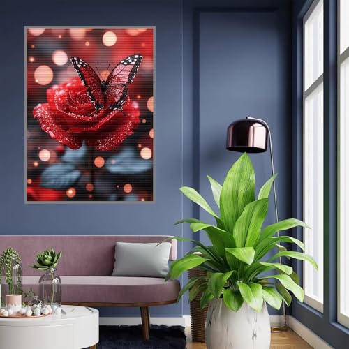 Diamant Painting Bilder Blume Diamond Painting xxl 90x120cm 5D Diamant Malerei Erwachsene Schmetterling Diamond Art kinder Mädchen DIY Mosaikherstellung Vollbohrerbild für Home Dekor Geschenke A159 von Tloome