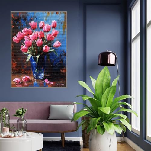 Diamant Painting Bilder Blume Diamond Painting xxl 90x120cm 5D Diamant Malerei Erwachsene Tulpe Diamond Art kinder Mädchen DIY Mosaikherstellung Vollbohrerbild Set für Home Wand Dekor Geschenke , A-26 von Tloome