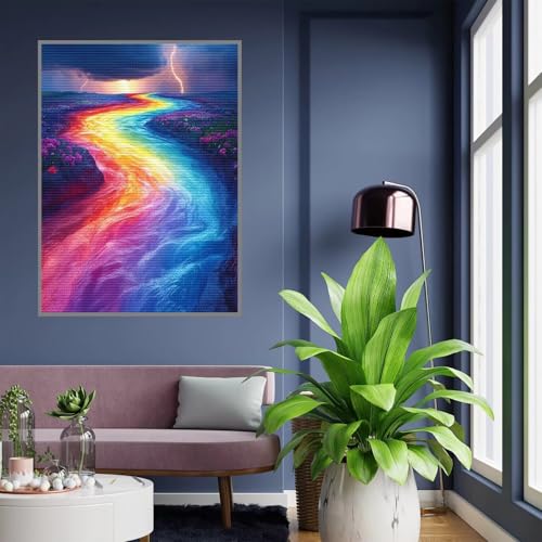 Diamant Painting Bilder Farbe Diamond Painting xxl 90x120cm 5D Diamant Malerei Erwachsene Fluss Diamond Art kinder Mädchen DIY Mosaikherstellung Vollbohrerbild Set für Home Wand Dekor Geschenke , A155 von Tloome