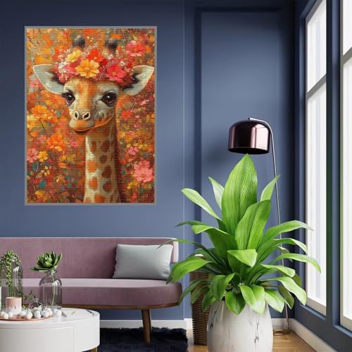 Diamant Painting Bilder Giraffe Diamond Painting xxl 90x120cm 5D Diamant Malerei Erwachsene Blume Diamond Art kinder Mädchen DIY Mosaikherstellung Vollbohrerbild Set für Home Wand Dekor Geschenke, A68 von Tloome