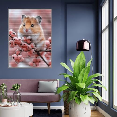 Diamant Painting Bilder Hamster Diamond Painting xxl 70x90cm 5D Diamant Malerei Erwachsene Niedlich Diamond Art kinder Mädchen DIY Mosaikherstellung Vollbohrerbild für Home Wand Dekor Geschenke A70 von Tloome