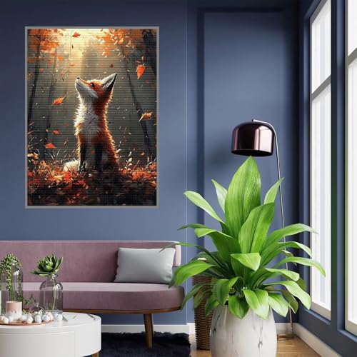 Diamant Painting Bilder Herbst Diamond Painting xxl 70x90cm 5D Diamant Malerei Erwachsene Fuchs Diamond Art kinder Mädchen DIY Mosaikherstellung Vollbohrerbild Set für Home Wand Dekor Geschenke , A-66 von Tloome