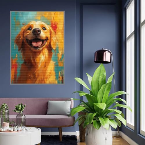 Diamant Painting Bilder Hund Diamond Painting xxl 90x120cm 5D Diamant Malerei Erwachsene Tier Diamond Art kinder Mädchen DIY Mosaikherstellung Vollbohrerbild Set für Home Wand Dekor Geschenke , A-110 von Tloome