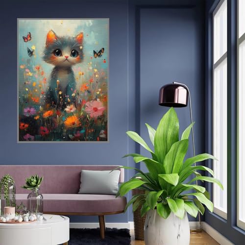 Diamant Painting Bilder Katze Diamond Painting xxl 70x90cm 5D Diamant Malerei Erwachsene Schmetterling Diamond Art kinder Mädchen DIY Mosaikherstellung Vollbohrerbild für Home Wand Dekor Geschenke A63 von Tloome